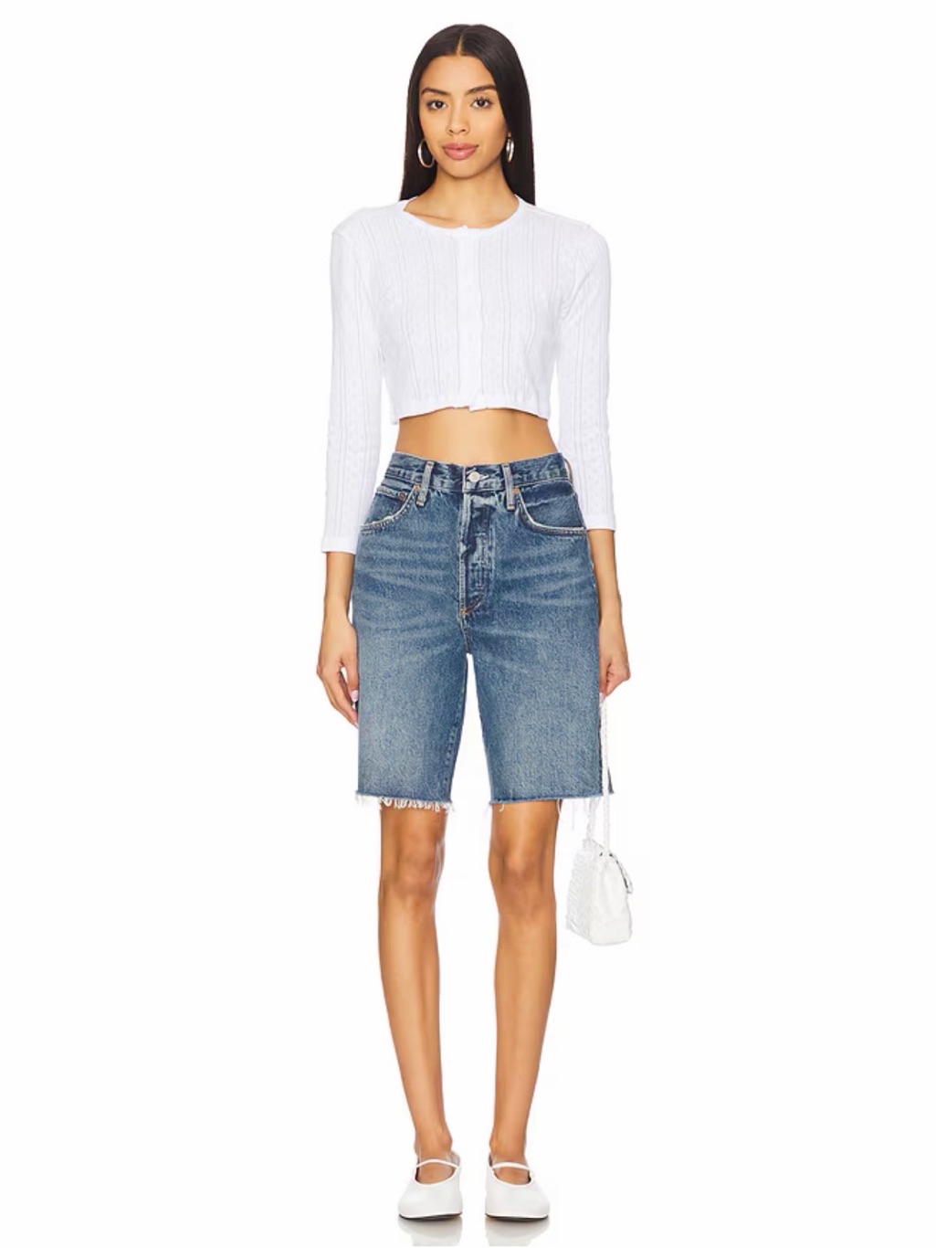 Agolde 90’s Mid Rise Loose Bermuda Shorts In Ruin Size 24